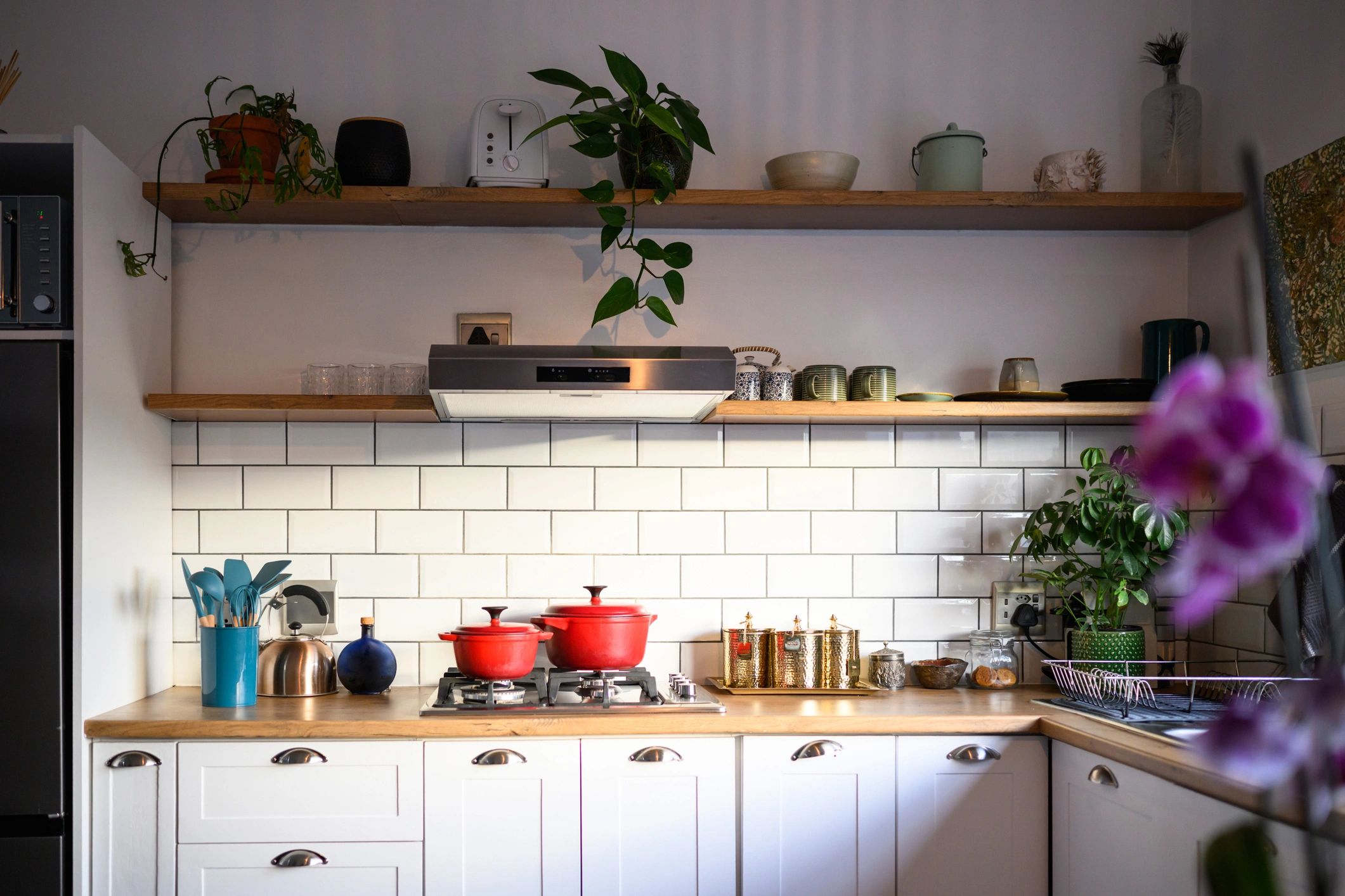 Modern renovated kitchen with white cabinetry and refined finishes